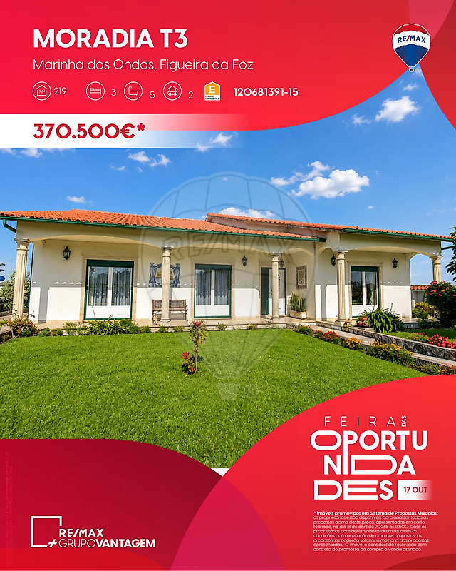 Moradia T3 em Marinha das Ondas, €370.500