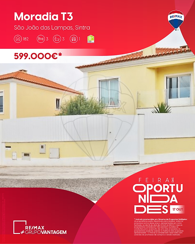 Moradia T3 em São João das Lampas e Terrugem, €599.000
