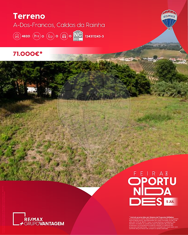 Land for sale in Caldas da Rainha, Portugal — €75,000